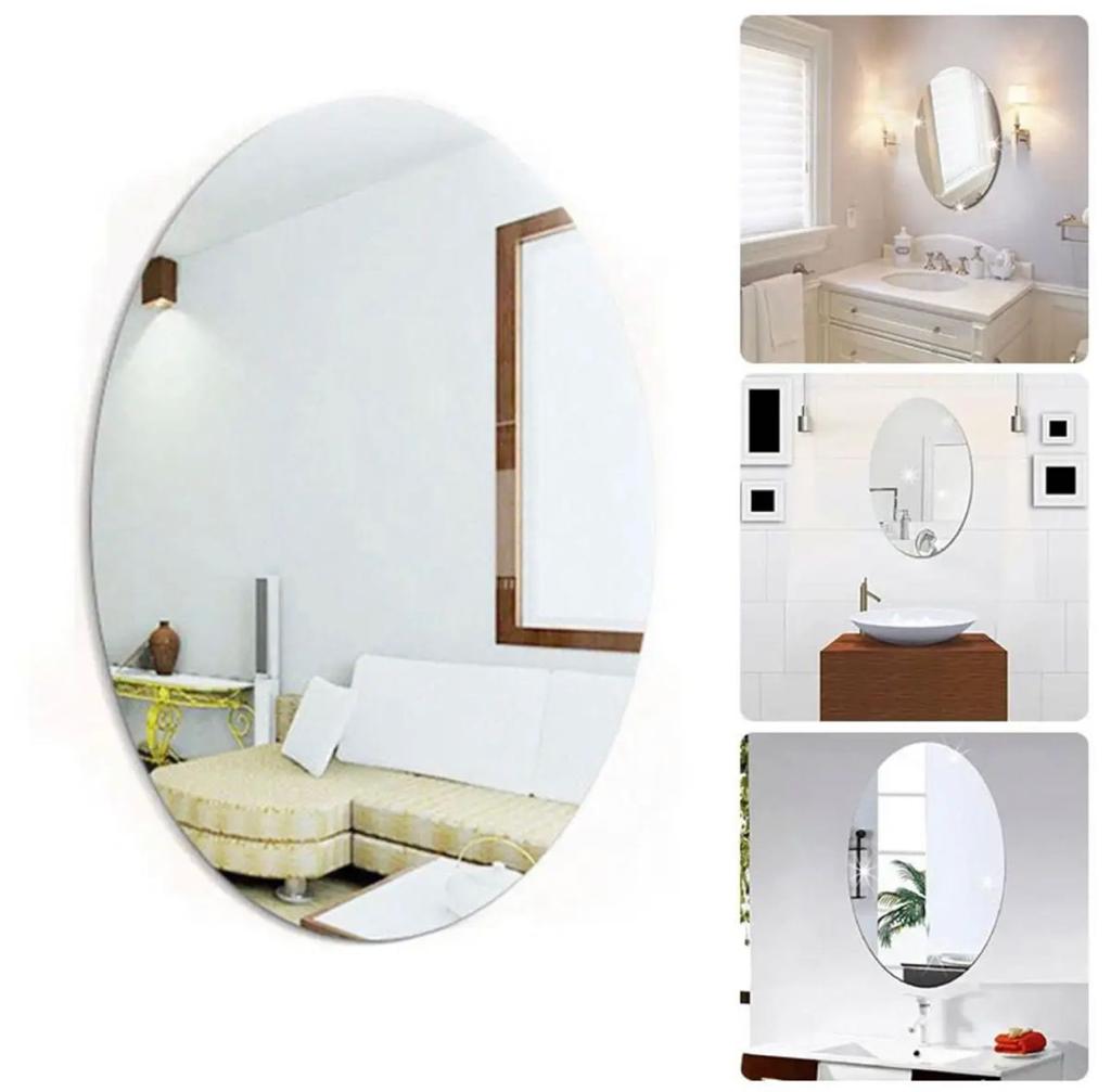 Self Adhesive Non Glass Mirror Wall Oval Shape