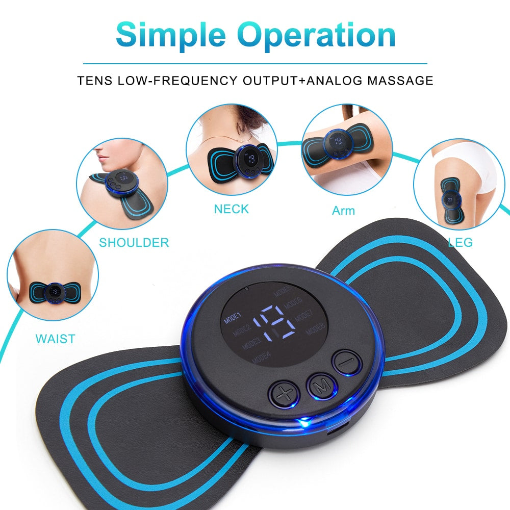 LCD Display EMS Neck Massage Electric Massager Cervical Neck Back Patch